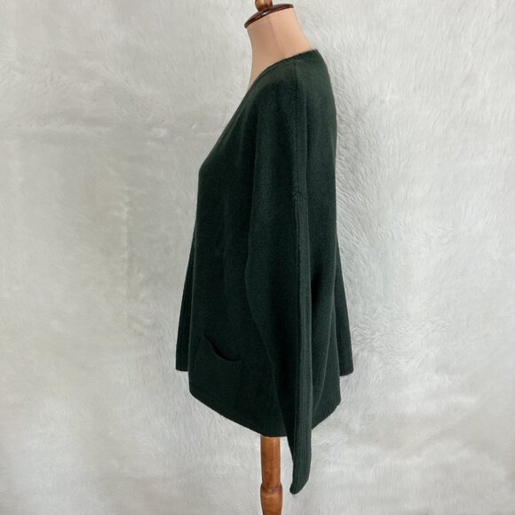 XCVI Green Gresham V-Neck Pocket Ribbed Sweater Top M - Picture 3 of 7